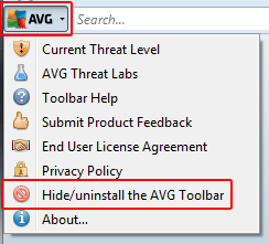 Uninstall AVG Toolbar